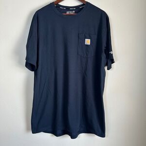 Carhartt Force Pocket T-Shirt Mens XL Tall Navy Blue Relaxed Fit Workwear Tee